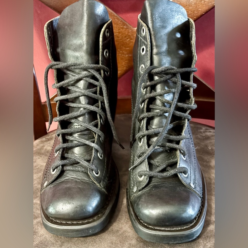 Durango Black Ankle Boots Lace Up Platform Leather Women size 10 - Picture 3 of 7